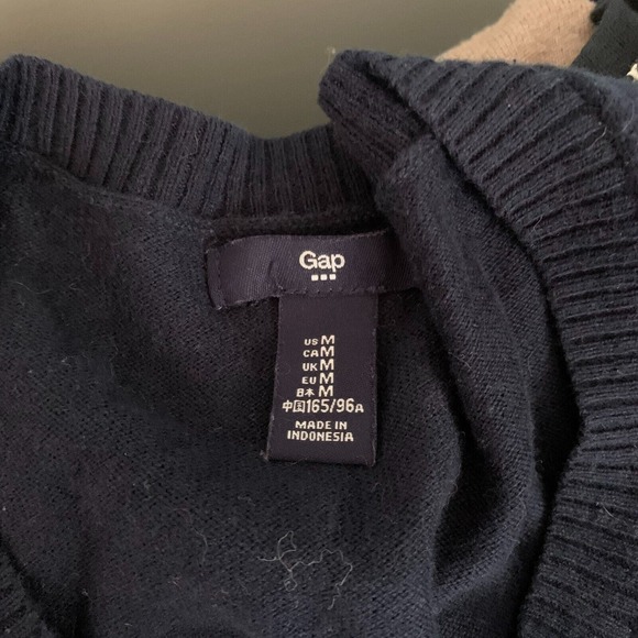 Gap Cardigan Womens Sz M Navy Blue White Striped Sweater Cotton Button - Picture 5 of 8